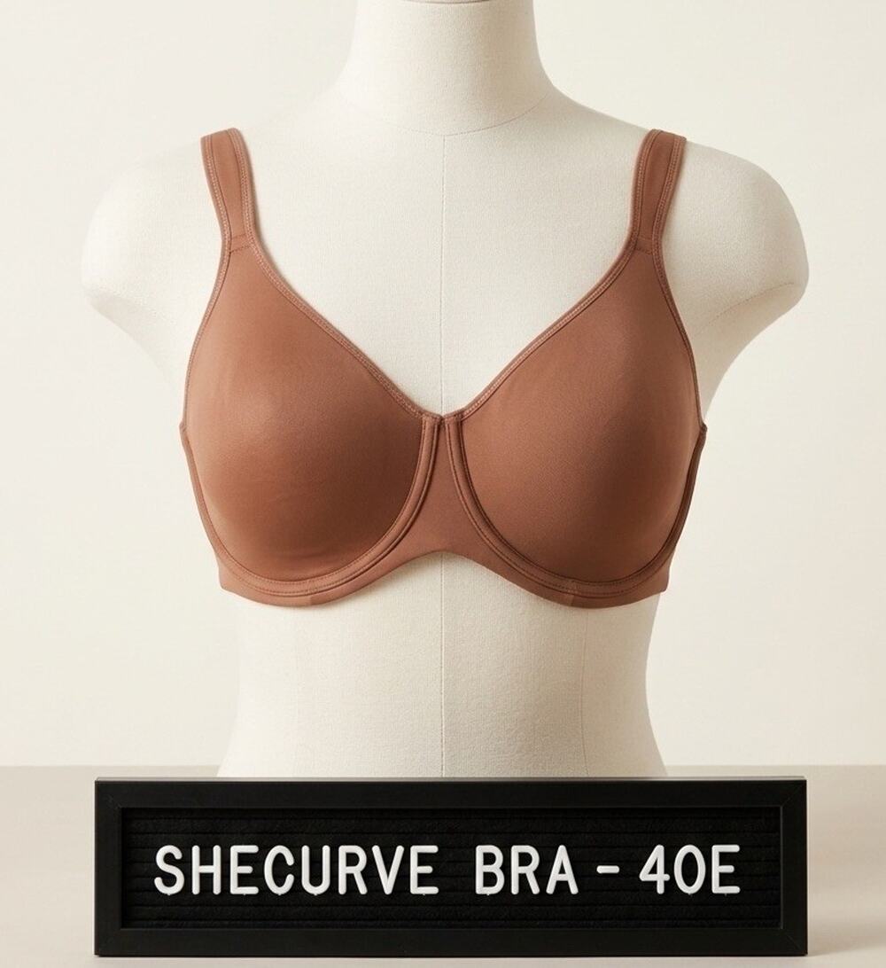 Shecurve Bra 40E Unlined Underwire Brown Bra